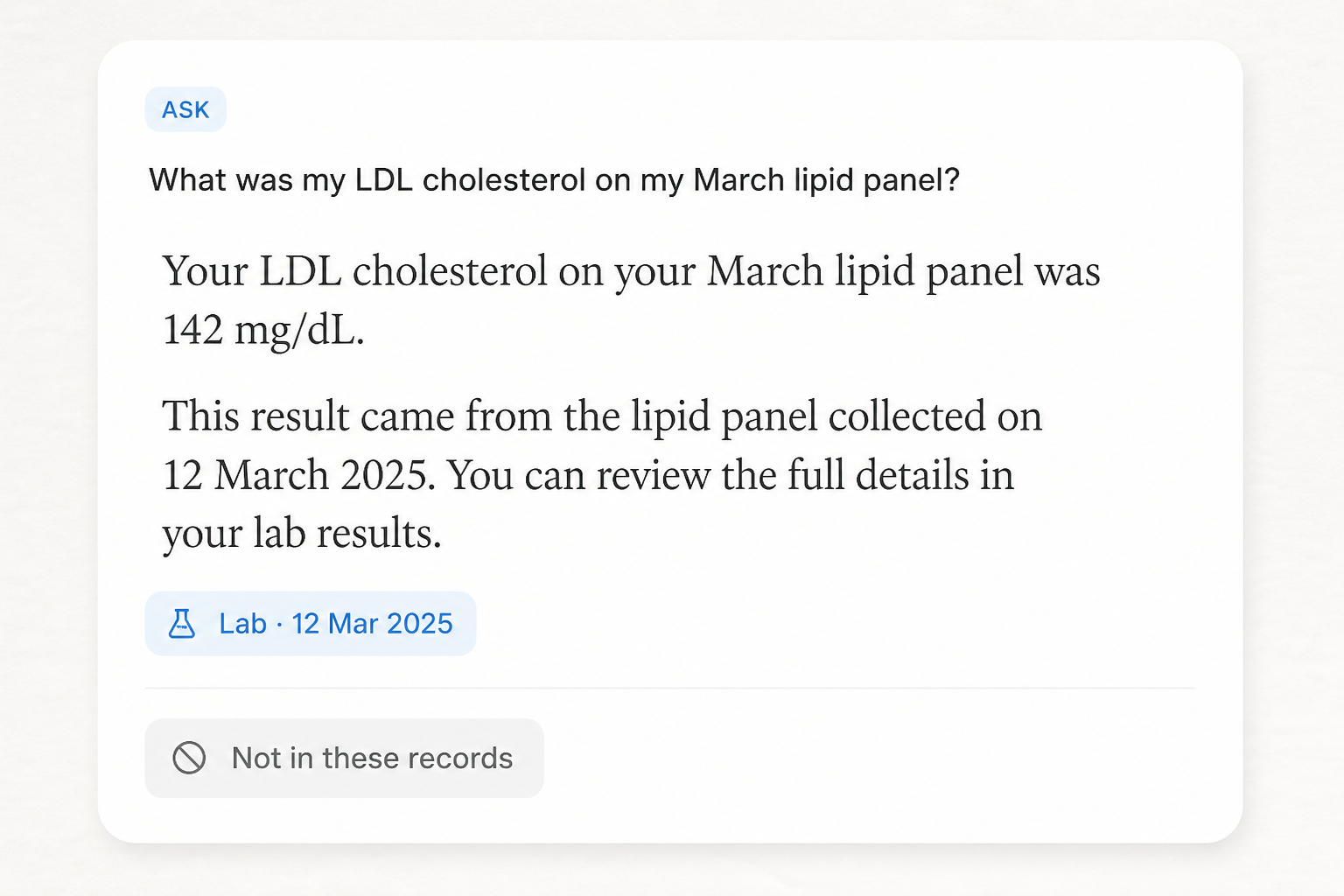 Placeholder of an Ask answer with a citation
